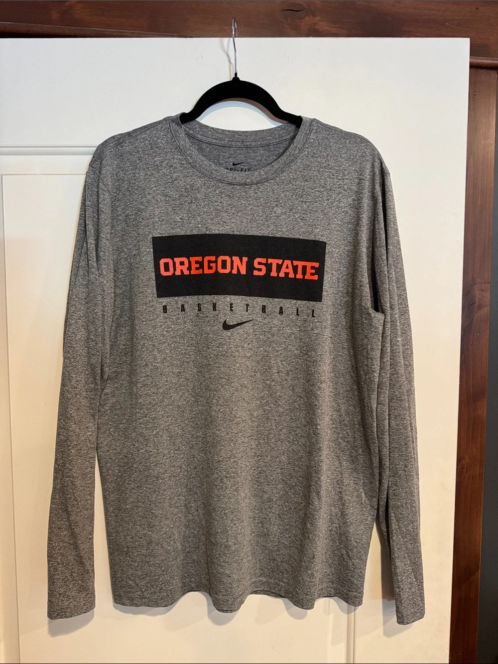 Oregon State Basketball Team Issued Grey Dri-Fit Long Sleeve Shirt
